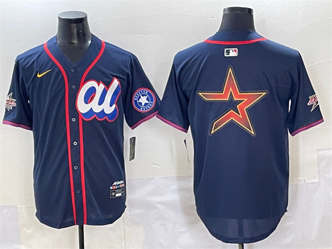 Men's American League Houston Astros Team Big Logo Navy 2025 All-Star Edition Limited Stitched Baseball Jersey 003 Men's American League Houston Astros Team Big Logo Navy 2025 All-Star Edition Limited Stitched Baseball Jersey 003
